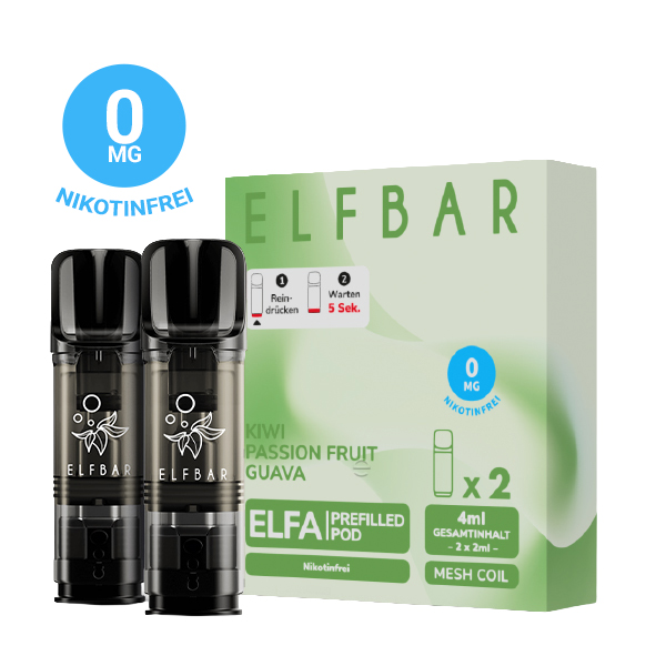ELFBAR ELFA Kiwi Passion Fruit Guava 0mg Nikotin 2er Pack
