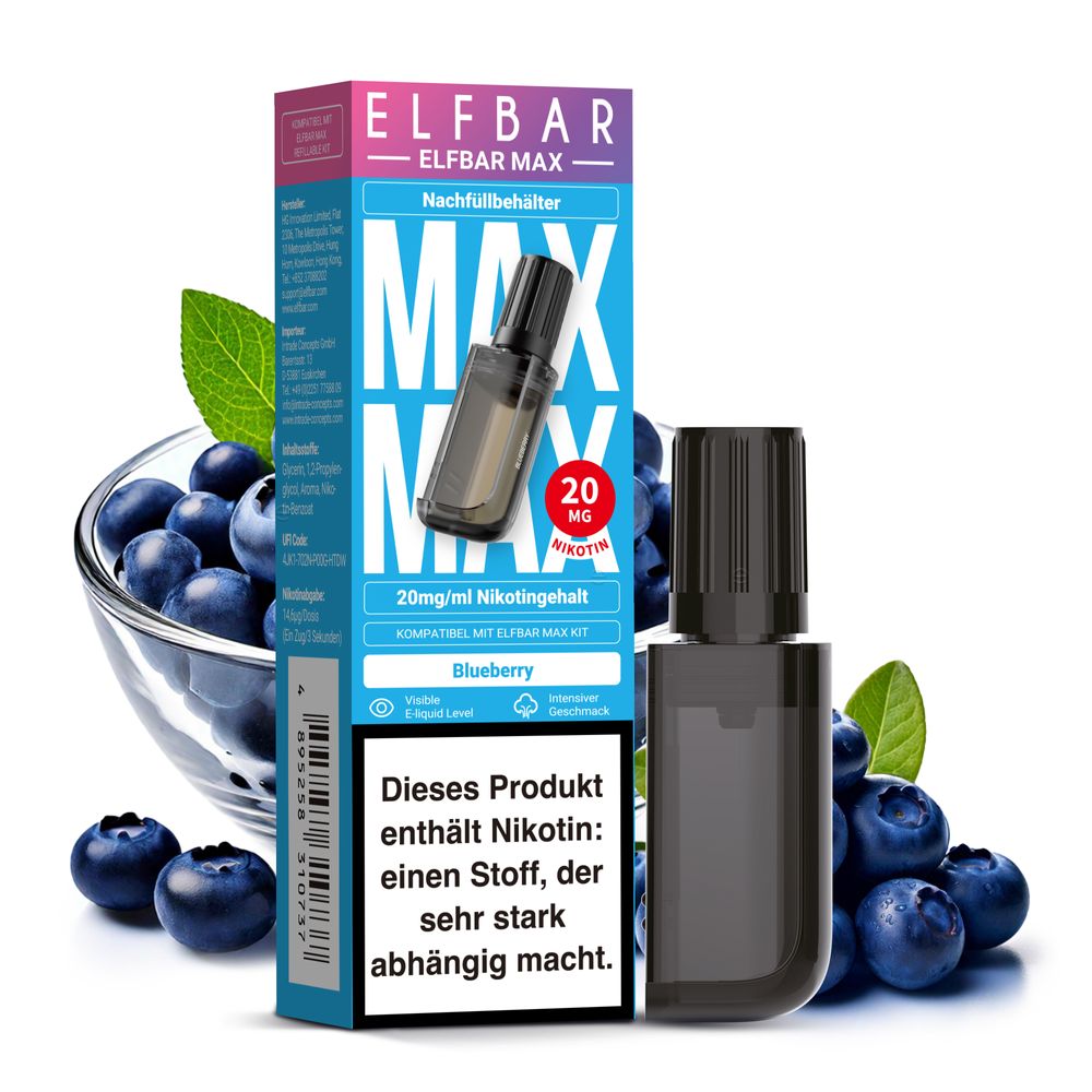 ELFBAR MAX Pod Blueberry 20mg Nikotingehalt