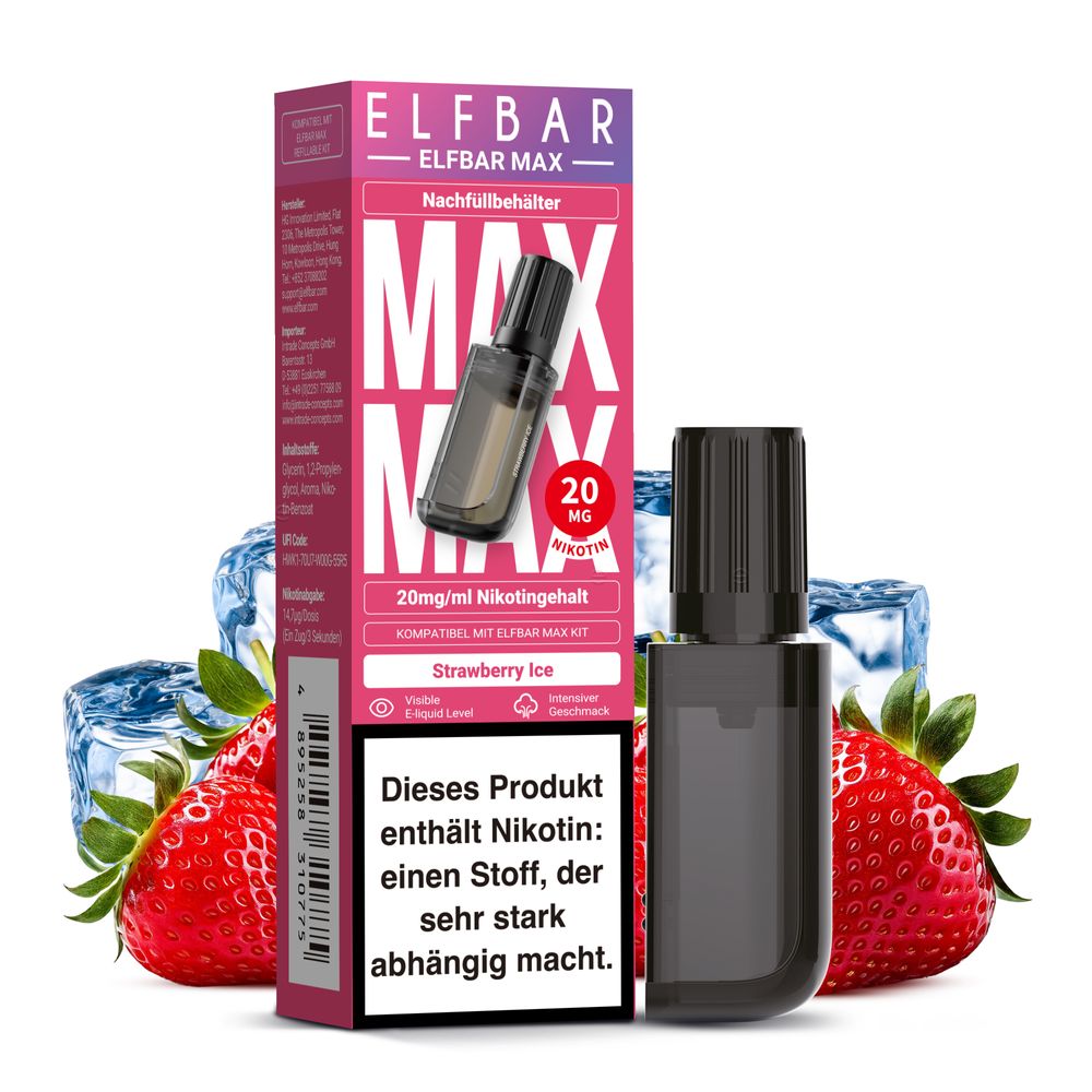 ELFBAR MAX Pod Strawberry Ice 20mg Nikotingehalt