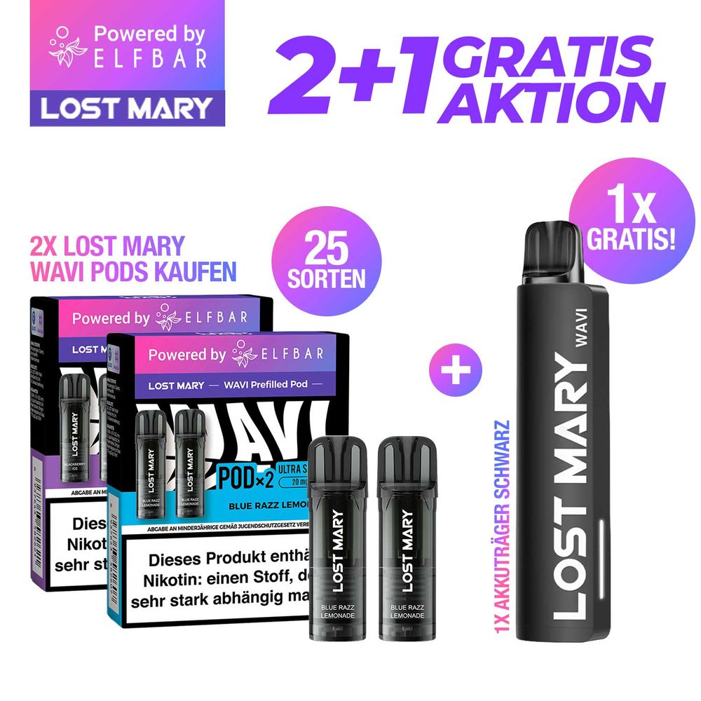 Elfbar Lost Mary WAVI Aktion Kaufe 2x Pods + 1x Black Akkuträger Gratis